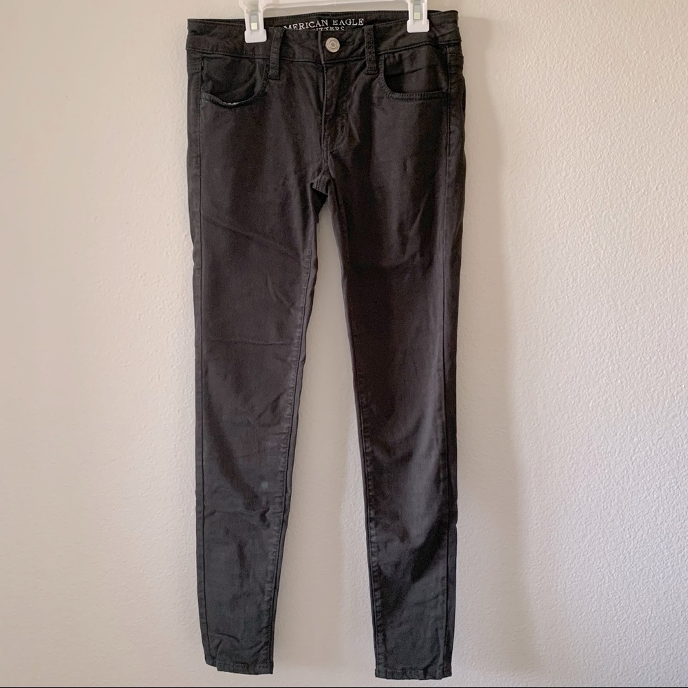 American Eagle, super stretchy jeggings, charcoal gray, size 2